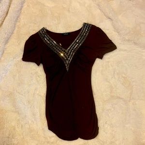 Sequine Brown Blouse